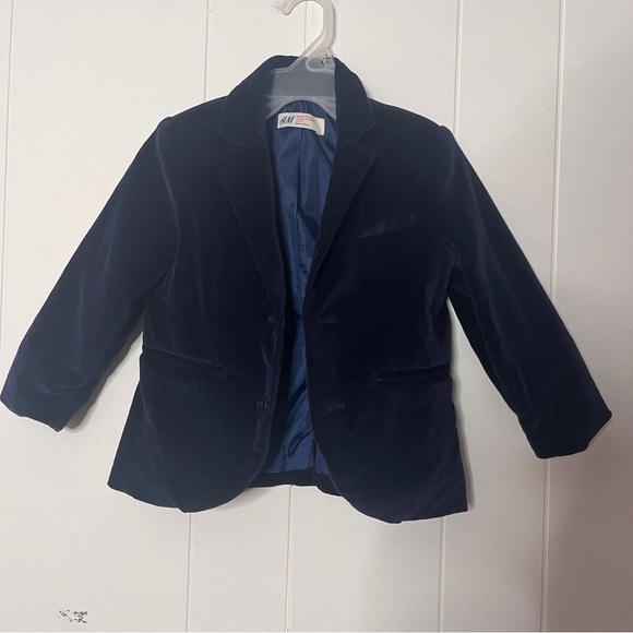 H&M Kids Navy Blue Velvet Blazer Size 2-3Y - Picture 1 of 6